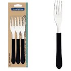 Conjunto 3 Garfos Leme Preto Tramontina Aço Inox