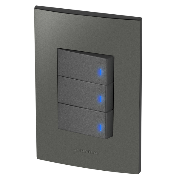 Conjunto 3 Interruptores Led - Inova Grafite - Agt33