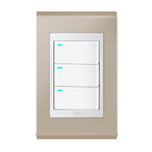 Conjunto 3 Interruptores Led - Refinatto - Champanhe Com Bran