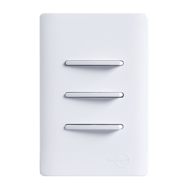 Conjunto 3 Interruptores Paralelos 4x2 Branca Dicompel