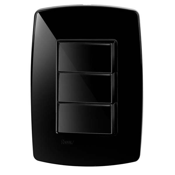 Conjunto 3 Interruptores Paralelos - Radial Pérola Negra Rpn15