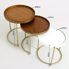 Conjunto 3 Mesa Centro Capri Aço Carbono Lamina Madeira Encai