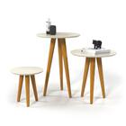 Conjunto 3 Mesas 4303 Pés Palito Ofertamo Sala Off White