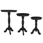 Conjunto 3 Mesas De Apoio Lateral Redonda Madeira Maciça Jovi