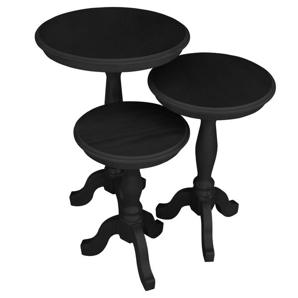 Conjunto 3 Mesas De Apoio Lateral Redonda Madeira Maciça Jovi