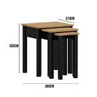 Conjunto 3 Mesas Laterais Em Madeira Maciça Madri Roble/preto