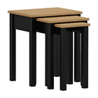 Conjunto 3 Mesas Laterais Em Madeira Maciça Madri Roble/preto