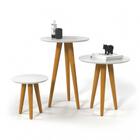 Conjunto 3 Mesas Laterais Pés Palito Em Madeira 4305 Sala Bra