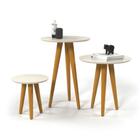 Conjunto 3 Mesas Laterais Pés Palito Em Madeira 4305 Sala Off