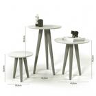 Conjunto 3 Mesas Laterais Pés Palito Em Madeira 4305 Sala Off