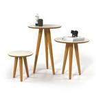 Conjunto 3 Mesas Laterais Pés Palito Em Madeira 4305 Sala Off