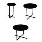 Conjunto 3 Mesas Redondas Industrial  Preto/preto