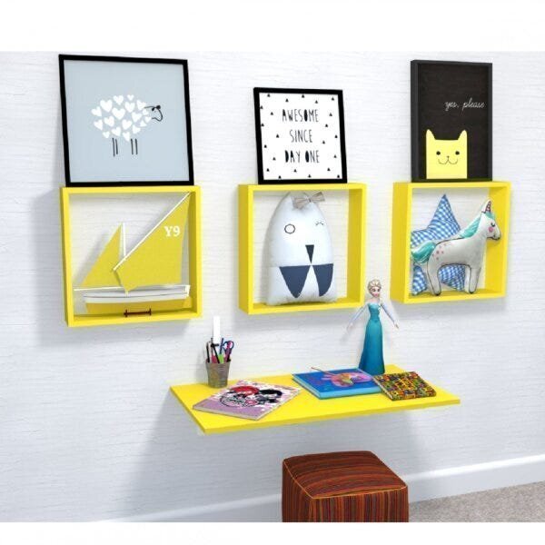 Conjunto 3 Nichos E 1 Mesa Dobrável De Parede Vidame Kitcubos