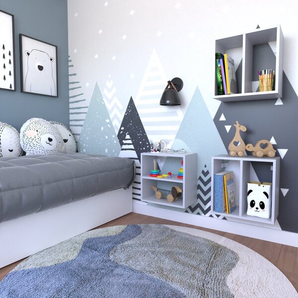 Conjunto 3 Nichos Prateleira Para Quarto Infantil  Cinza Cris