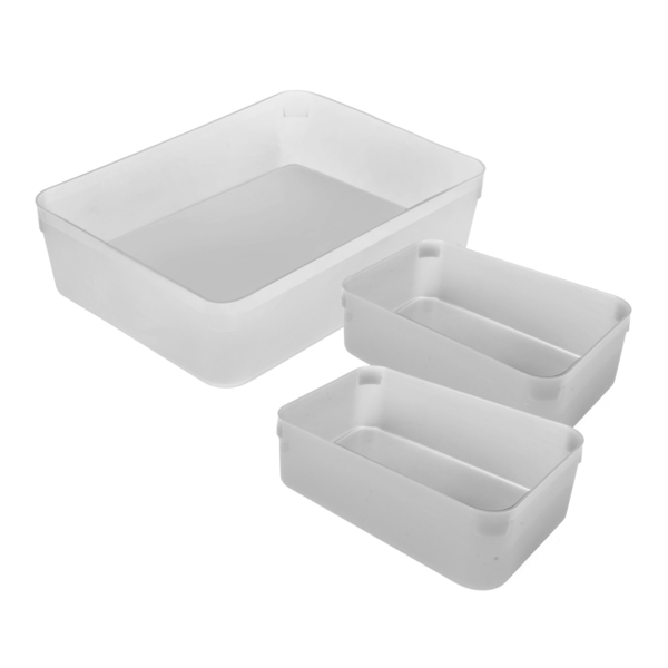 Conjunto 3 Organizadores de Gaveta 6,75x18,4x25,2cm Plástico Transparente São Bernardo