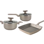 Conjunto 3 Panelas Sartin Cook Champanhe  Revestimento Cerâmi