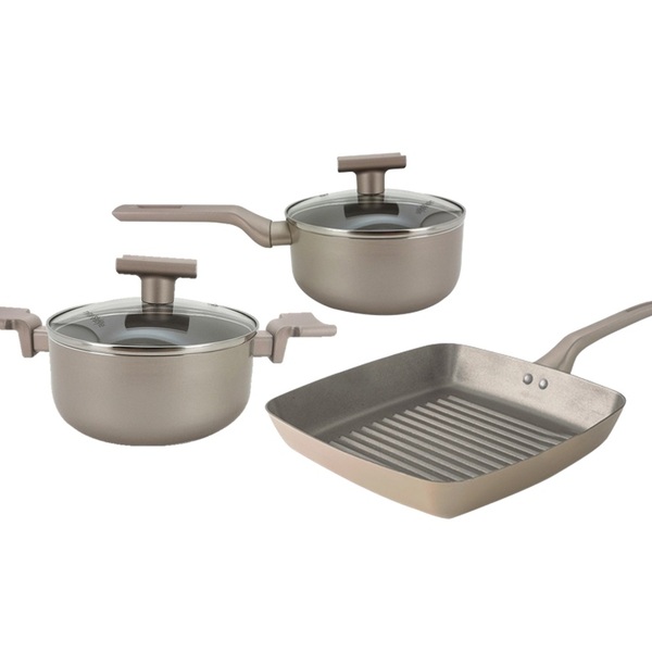 Conjunto 3 Panelas Sartin Cook Champanhe  Revestimento Cerâmi