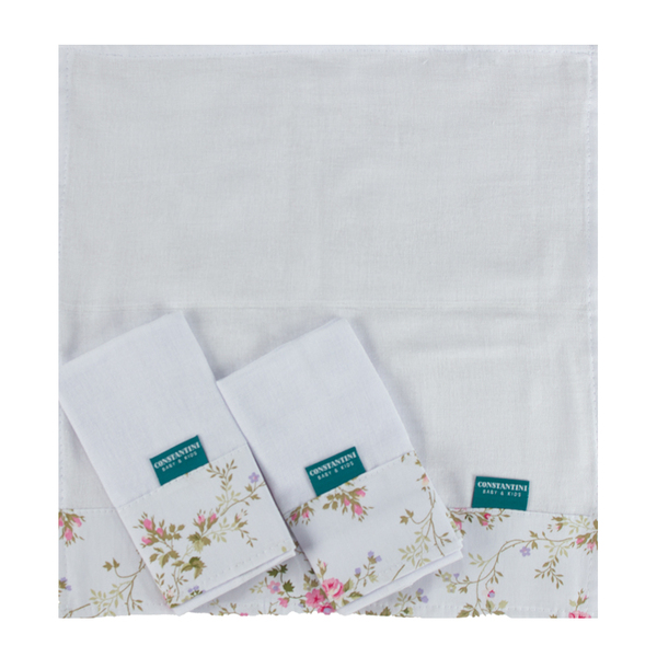Conjunto 3 Paninhos De Boca Fralda 100% Algodão  Jardim Encan