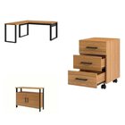 Conjunto 3 Peças 100% Mdf Com Escrivaninha Em L, Gaveteiro E