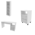 Conjunto 3 Peças 1 Mesa Para Escritório 1 Gaveteiro 1 Estante