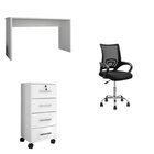 Conjunto 3 Peças Com Cadeira Para Escritório, Escrivaninha E