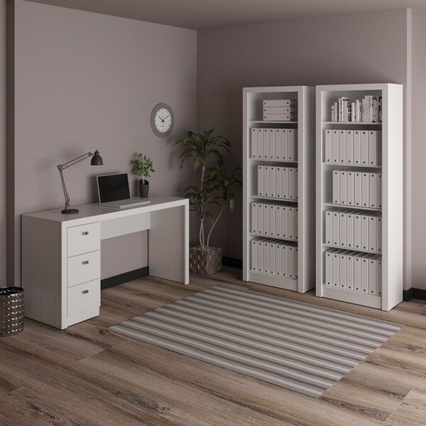 Conjunto 3 Peças Com Escrivaninha 3 Gavetas E 2 Estantes Livr