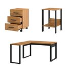 Conjunto 3 Peças Com Escrivaninha Em L 100% Mdf, Gaveteiro 3