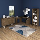 Conjunto 3 Peças Com Escrivaninha Em L, Estante Livreiro E Ba