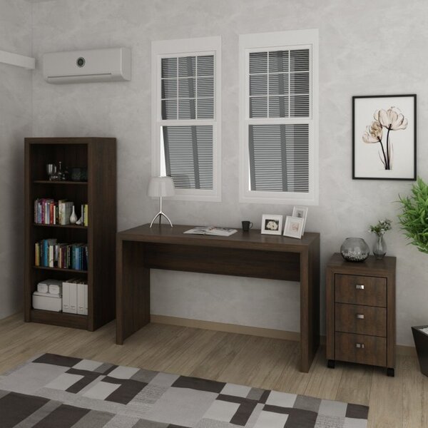 Conjunto 3 Peças Com Escrivaninha, Gaveteiro E Estante Espres