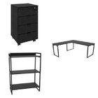 Conjunto 3 Peças Com Mesa Para Escritório Em L, Estante E Gav