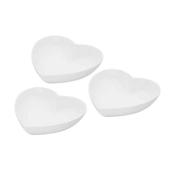 Conjunto 3 Petisqueira De Porcelana 15x13x5 Coração-bon Gourm