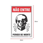 Conjunto 3 Placas Sinalização Adesiva Perigo Morte Alta Tensã