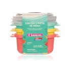 Conjunto 3 Potes Coloridos Com Tampa 480ml Plástico Sanremo