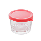 Conjunto 3 Potes De Vidro Com Tampas Coloridas 8cm