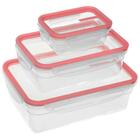 Conjunto 3 Potes Plásticos Hermético Freshy 330ml 1,24l 2,5l