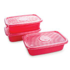 Conjunto 3 Potes Pop Retangular - Plasútil - Vermelho
