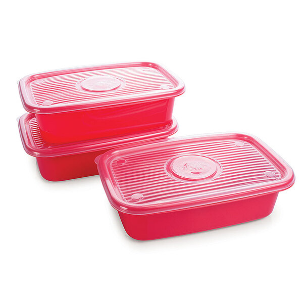 Conjunto 3 Potes Pop Retangular - Plasútil - Vermelho