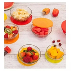 Conjunto 3 Potes Tigela Vidro Tampa Azul Class Home