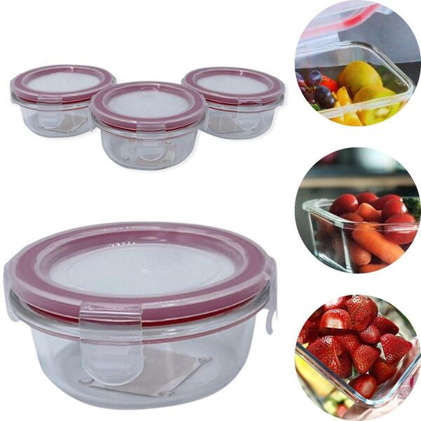 Conjunto 3 Potes Vidro Marmita 150 Ml Tampa Hermética Formato