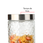 Conjunto 3 Potes Vidro Rattan Tampa Inox 1200ml Class Home