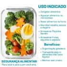 Conjunto 3 Potes Vidro Tampa Hermética 170 Ml Formato Quadrado