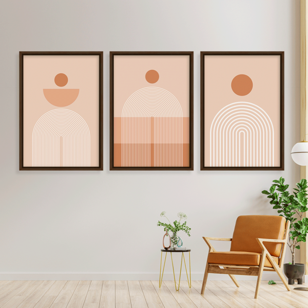 Conjunto 3 Quadros Com Moldura Abstract