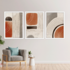 Conjunto 3 Quadros Com Moldura Abstrato