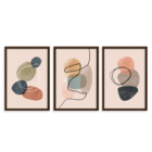 Conjunto 3 Quadros Com Moldura Abstrato Color