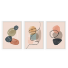 Conjunto 3 Quadros Com Moldura Abstrato Color