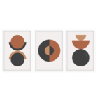 Conjunto 3 Quadros Com Moldura Círculos Abstratos