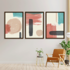 Conjunto 3 Quadros Com Moldura Elementos Abstratos