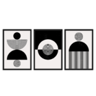 Conjunto 3 Quadros Com Moldura Linhas E Círculos