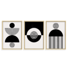 Conjunto 3 Quadros Com Moldura Linhas E Círculos