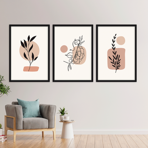 Conjunto 3 Quadros Com Moldura Minimalista | Leroy Merlin